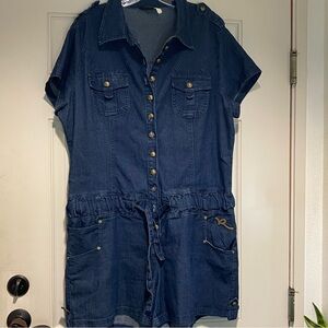 Rocawear Denim Romper Short Sleeve Womens 1X Y2K